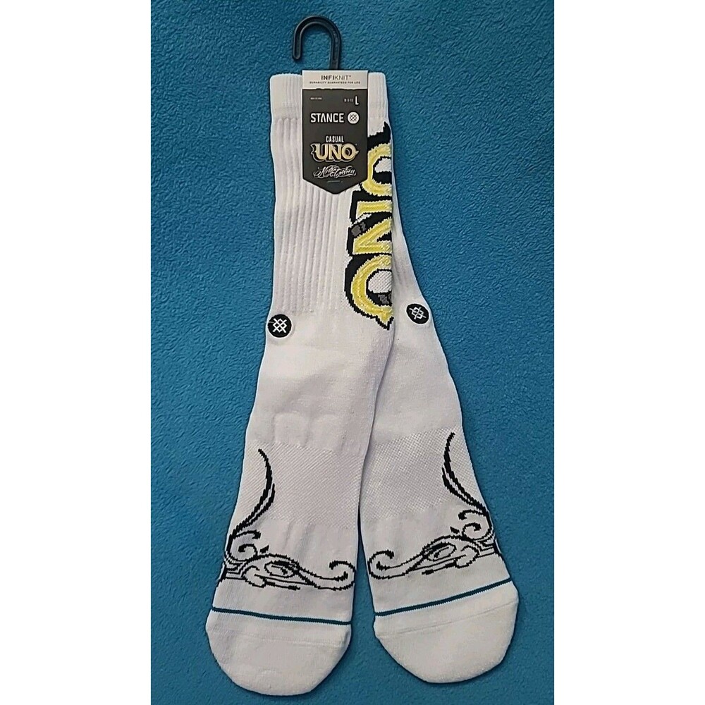 Stance Designer Mens Special Edition Uno X Cartoon White Crew Cut Socks Sz L